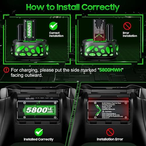 Feirsh Rechargeable Battery Pack for Xbox with Charger, 4x5800mWh Fast Charging Rechargeable Battery Packs for Xbox Controller Batteries for XboxOne Series X|S,One S/X/Elite Controllers thumbnail 6