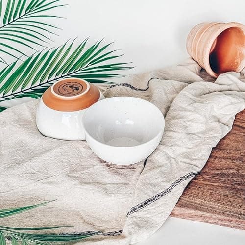 Mora Ceramic Small Dessert Bowls - 16oz, Set of 6 - Microwave, Oven and Dishwasher Safe, For Rice, Ice Cream, Soup, Snacks, Cereal, Chili, Side Dishes etc - Microwavable Kitchen Bowl, Vanilla White thumbnail 2