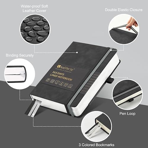 &And Per Se Lined Journal Notebook, 365 Pages, A5, 5.7'' x 8'' 100GSM Thick Paper, Journals for Writing, Hardcover Notebooks for Women Men (Black) thumbnail 3