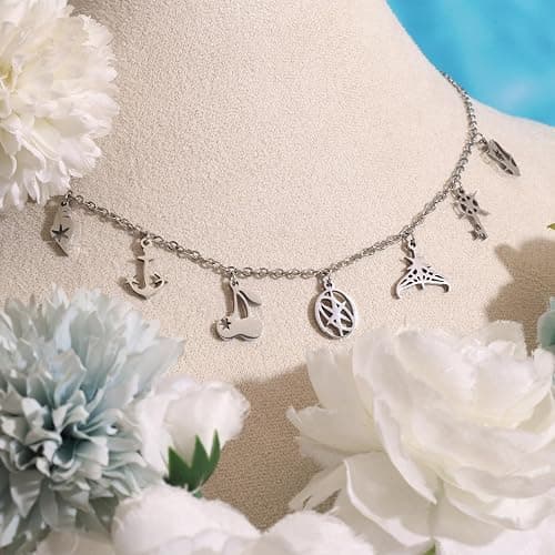 Inspired Necklace with 7 Charms Stainless Steel Pendant Women Jewelry Chain | for Katseye The Wild World Tour Concert Chain Jewelry Accessory Merch Gift thumbnail 6