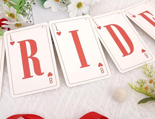 Lucky in Love Bachelorette Banner - Bride Casino Bachelorette Decorations, Las Vegas Sign Bridal Shower Party Supplies, Queen of Heart Playing Card Pieces Garland, Poker Chip Wedding Cake Smash Photo Props thumbnail 6