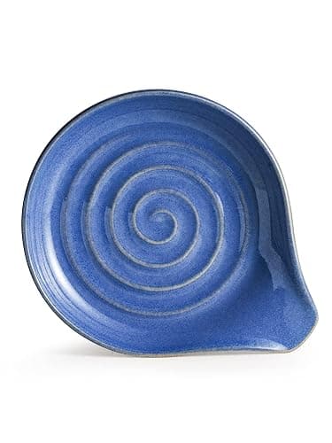 Cormomu Spoon Rest, Large Ceramic Spoon Holder for Stove Top, Heat-Resistant Cooking Spoon Rest for Kitchen Counter Decor, 5 Inches, Blue thumbnail 4