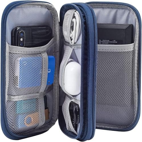CAOODKDK Electronic Organizer Travel Cable Accessories Bag, Electronic Organizer Case, Electronic Accessories Organizer Bag for Power Bank, Charging Cords, USB Cable, Earphones (Navy Blue) thumbnail 5