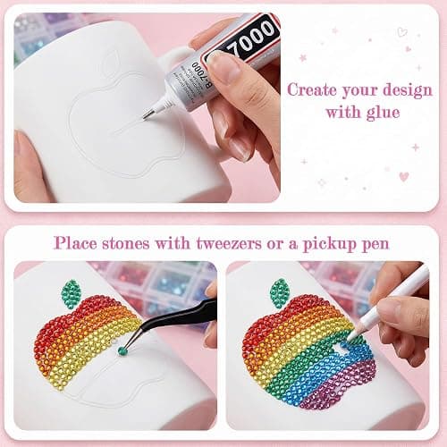 3500Pcs 32 Colors Rhinestones for Bedazzling, 3mm Multicolor Resin Flatback Gems for Diamond Art, Bedazzler Kit with 3Pcs 10ml B7000 Jewelry Glue for Crafting Nails Clothes Shoes Book thumbnail 6