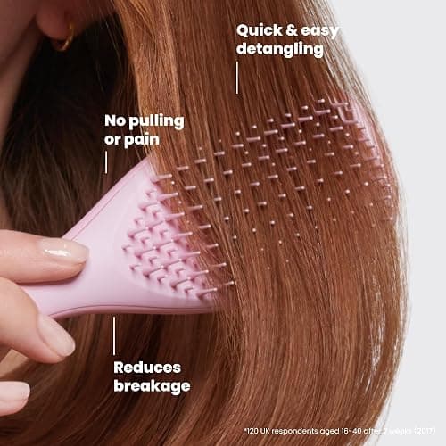 Tangle Teezer Ultimate Detangler Brush, Eliminates Knots & Reduces Breakage, Travel-Size Mini Hair Brush for Straight to Wavy Hair Types, Millennial Pink thumbnail 4
