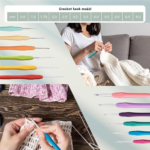 Yarniss Crochet Kits with Yarn,1120 Yards Soft Crochet Skeins, 12 Size Ergonomic Crochet Hooks with Portable Crochet Bag,Black thumbnail 4