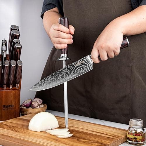 17-Piece Master Chef Knife Block Set – Damascus Steel & Acacia Wood Block thumbnail 2