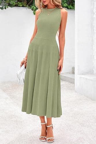 PRETTYGARDEN Spring Casual Dresses for Women 2025 Summer Business Work Midi Sleeveless A Line Pleated Cocktail Dress thumbnail 8