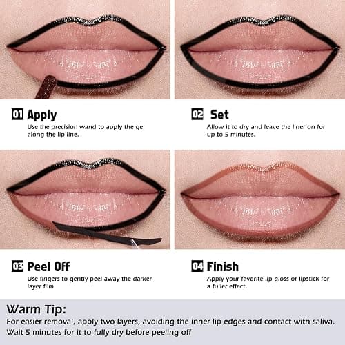 KIMUSE Lip Stain, Long Lasting Lip Stain Peel Off, Waterproof Peel Off Lip Liner Stain, Transfer-Proof Lip Tint Stain, Highly Pigmented Color, Matte Finish thumbnail 3