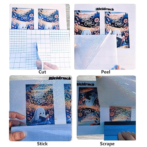 36 Sheets Stars Holographic Sticker Paper 8.5" x11'' Waterproof Rainbow Vinyl Sticker Sheets Self-Adhesive Transparent Holographic Overlay Laminating Sheets for DIY Crafts thumbnail 7