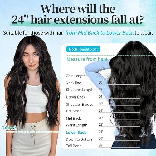 KooKaStyle Clip in Synthetic Hair Extensions Long Wavy 4PCS Thick Hairpieces Dark Brown 6# Fiber Double Weft Natural Hair Extensions 24 Inch for Women thumbnail 6
