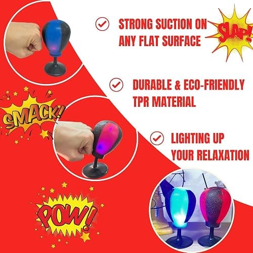 Light-Up Desk Punching Ball – 5.7" x 3" Mini Stress Relief Boxing Toy with Suction Base – Office Desk Accessory for Anxiety, Anger & Fun Gift thumbnail 5