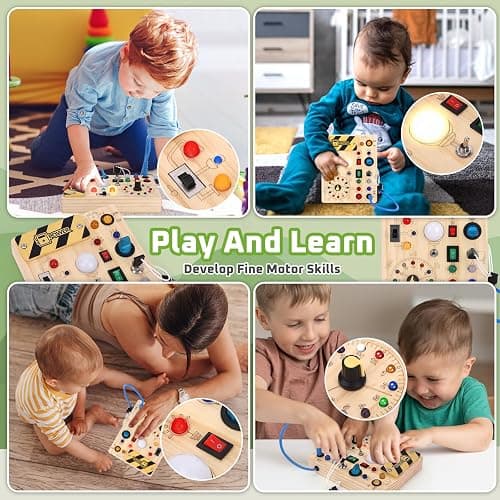 Busy Board【Plus Version】 with 23 Led Light,Montessori Toys for 1+ Year Old,Sensory Toys for Fine Motor Skills, Gifts & Travel Toys f or Toddlers 1-3 - Clocks Busy Board thumbnail 4