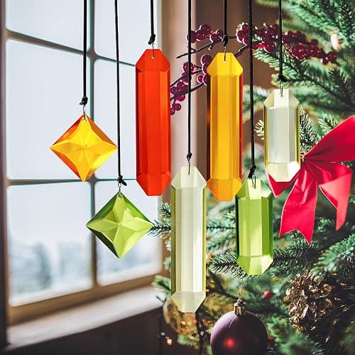 Set of 7 Colorful Crystal Ornaments for Christmas Window Hanging, Crystal Prisms Icicle Ornaments, Stained Gass Art Suncatcher for Indoor Window for Women thumbnail 3