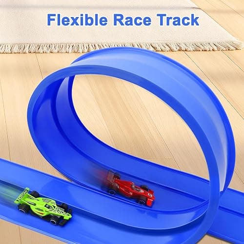 HACOCOLA 15 Ft Flexible Race Track Set with 6 Toy Cars for Kids thumbnail 4