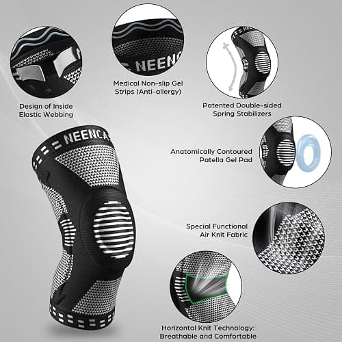 NEENCA Professional Knee Brace, Compression Knee Support with Patella Gel Pad & Side Stabilizers, Medical Knee Sleeve for Pain Relief, ACL,PCL, Meniscus, Injury Recovery, Arthritis, Sports, Workout... thumbnail 2
