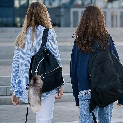 Fox Tail Keychain,Fox Tail 15.75inch Animal Tail Shaggy Faux Tail Realistic Fox Tail Keychain Decorative Therian Tail for Handbag Backpack Cosplay, Silver thumbnail 7