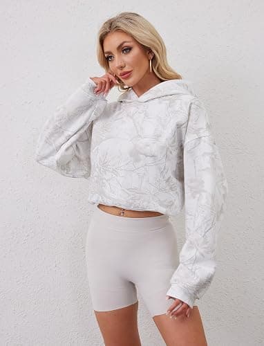 Dsewpaur Camo Hoodie For Women Oversized Long Sleeve Drop Shoulder Fleece Hooded Sweatshirt Pullover With Pocket Outfits thumbnail 4