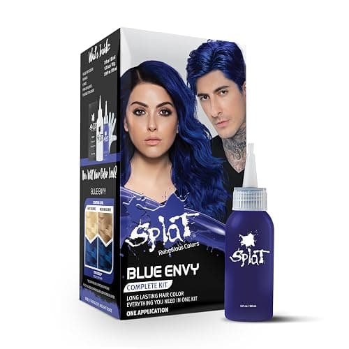 Splat Blue Envy Semi Permanent Hair Dye Kit with Bleach, 1 Application, Includes Blue Hair Dye, Oxide & Bleach Powder, Vegan & Cruelty Free Hair Color - Image 1