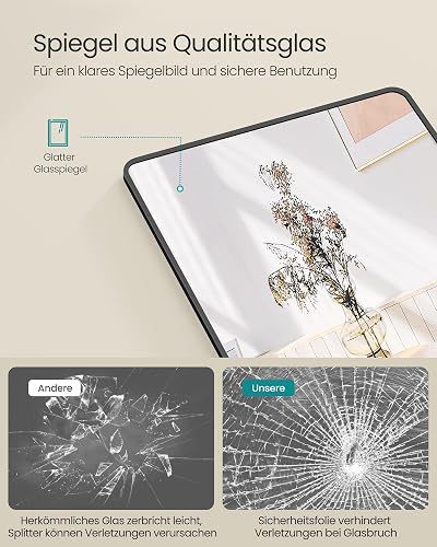 SONGMICS Ganzkörperspiegel, 120 x 40 cm, rechteckiger Spiegel, Wand- oder Türmontage, Rahmen aus Aluminiumlegierung, Hartglas, für Schlafzimmer, Wohnzimmer, Garderobe, tintenschwarz LFM032B01 thumbnail 5