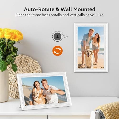Frameo 10.1" Digital Picture Frame with 32GB Memory White WiFi Electronic Photo Frame 1280 x 800 IPS HD Touch Screen Auto-Rotate Slideshow Wall Mountable Share Photos/Video Remotely Anywhere thumbnail 7