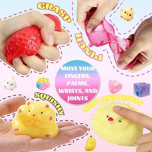 15Pcs Taba Squishies Kit, Squishies Fidget Toys, Including Strawberry, Cat Paw, Hamster Toy, Stress Relief Toys Party Favors for Kids 4-8 8-12, Sensory Toys Birthday Easter Gifts thumbnail 4