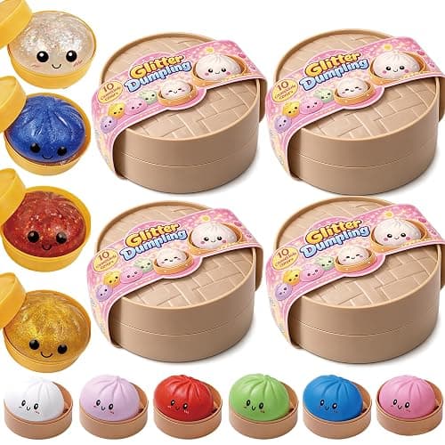 Glitter Dumpling Squishy - Random Glitter Dumpling Box, 10 Colors Dumplings Squishy Toy, More Surprises (Random-4PCS) - Image 1