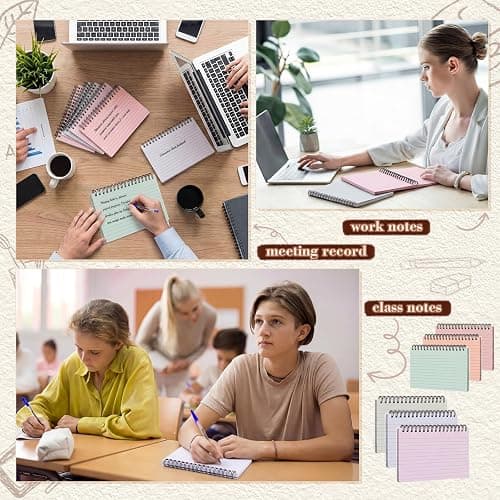 Tosstuki 12 Pcs 4x6 Spiral Index Cards with Rings 600 Cards, Dreamy | Colored Ruled Notecards with Waterproof Covers, Spiral Flashcards for Studying, Learning Supply for Office School College thumbnail 6