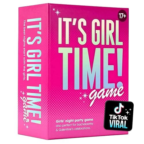 ⭐️ It’s Girl Time - Girls Night Card Game for Bachelorette, Galentines or Ladies Night - 240 Sweet & Sassy Questions with Challenges - Fun Party Game for Adults & Teens - Image 1