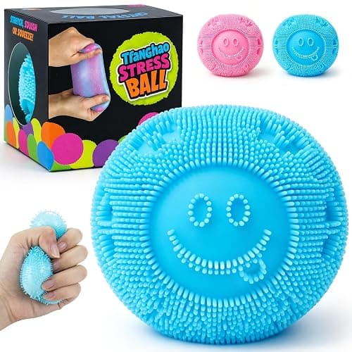 Fuzz Ball Squishy Stress Ball,Fuzzball Squishy,Soft Fidget Toy for Anxiety Relief, Sensory Squishy Ball Calming Tactile Grip for Soft Stress Relief Ball for Kids and Adults (Blue) - Image 1