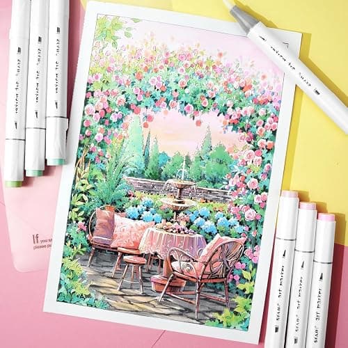 SFAIH Alcohol Markers Brush & Chisel Tip 321 Set - Dual Tip Professional Artist Markers for Adult Coloring Books, Illustration, Manga, Animation, Architecture Sketching - Refillable Ink thumbnail 3