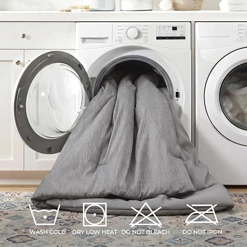 JOLLYVOGUE Grey Queen Comforter Set, Cationic Dyeing Bed in a Bag Queen 7 Pieces, Double-Tone Bedding Set with Down Alternative Comforter, Sheets, Pillowcases & Shams thumbnail 8