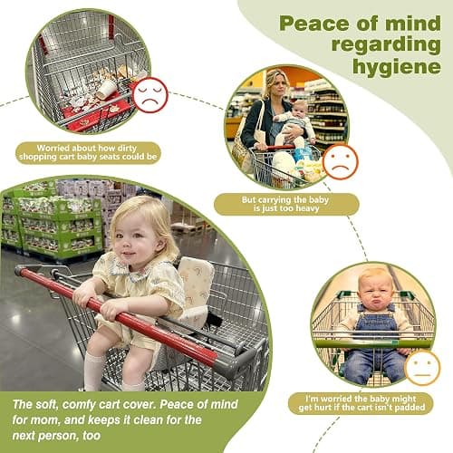 3-in-1 Shopping Cart Cover for Baby & High Chair Cover - CPC Certified Cart Cover for Baby with 40D High-Density Foam - Universal Fit for Park Swings, Water-Resistant, Machine Washable Shopping Cart Cover Rainbows thumbnail 3