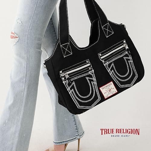 True Religion Women's Satchel Bag, Crossbody Purse Handbag with Horseshoe Logo Stitching thumbnail 2