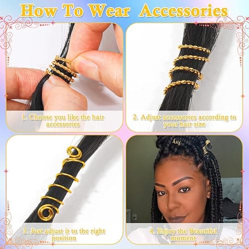Lucomb 259 Pcs Hair Jewelry, Hair Accessories for Braids Silver Loc Jewelry for Hairs Dreadlocks Braid Jewelrys Hairs Cuffs Clips Dreadlock Accessories for Women's Loc Charms Rings Decoration thumbnail 7
