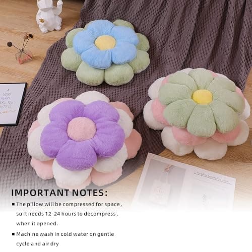 YILANLAN Cute Flower Cushion Plush Floor Pillow Casual Comfortable Pillow Office Living Room Bed Decoration Cushion Simple Room Decoration (Purple, 50cm) thumbnail 5