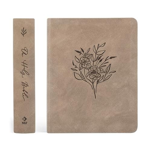 Hosanna Revival, New Living Translation, Notetaking Bible, Wide Margins, Taupe Leather-like Cover with Floral Design, Title: Marlo Theme thumbnail 4