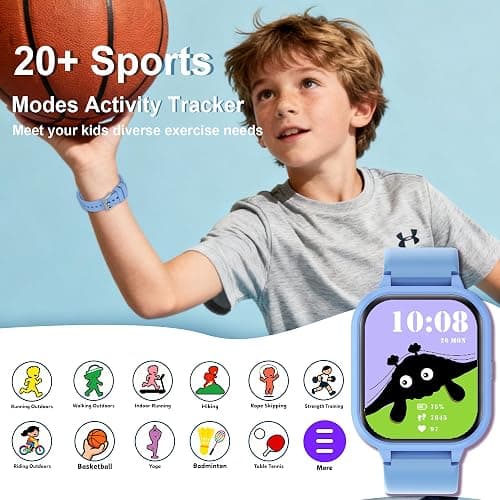 Kids Smart Watch 4-15 Ys, Standalone&APP Dual Use, Bluetooth Call, Kid Gift | 1.8'' IP68 Boys Girls Fitness Tracker, DIY Sports Modes, Heart Rate&Sleep Monitor, 13 Alarms, Weather, Smart Reminder, Games thumbnail 3