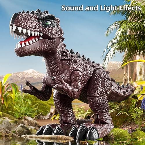 TEMI 3 Pack Electrical Walking Dinosaur Toys for Toddlers 3-4 3-5 Years with Sound and Light Up, Toddler Robot Dinosaur, Brachiosaurus, Stegosaurus Dinosaur Figures for Kids thumbnail 2