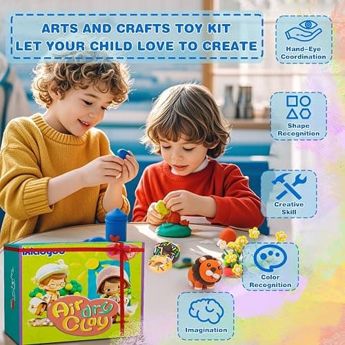 Ixiaoyoo Air Dry Clay for Kids, 92 Colors Modeling Magic Clay, DIY Model Arts & Crafts Kit with Sculpting Tools, Soft & Safe & Non-Toxic, School Projects, Birthday Toy Gifts for Boys & Girls Aged 3–12 thumbnail 5