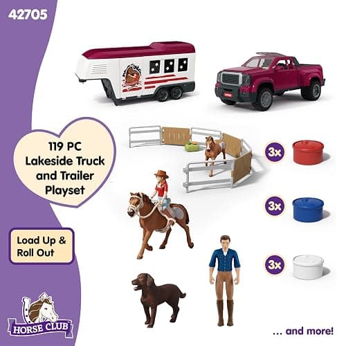 Schleich Horse Club - 119 PC Lakeside Truck and Trailer Playset With 2 Horse Figurines, 2 Poseable Rider Figures and Accessories - Interactive Play for Girls and Boys - Toys for Kids Ages 5+ | 42705 thumbnail 6