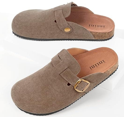 Womens Suede Clogs Mens Genuine Leather Mules Cork Footbed Sandals with Arch Support thumbnail 6