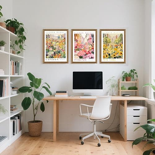 Ovczax Framed Flower Market Wall Art, Colorful Flowers Canvas Wall Decor, Travel Poster Decorative Picture Set - 3 Framed floral wall art, Suitable for Living Room Bedroom Dining Room 16" x 12" thumbnail 4