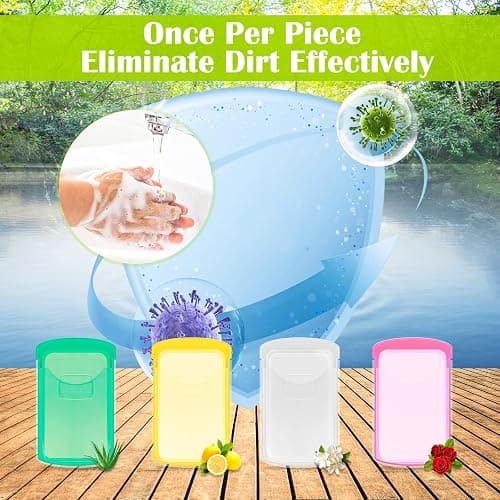 2 Boxs (100 Sheets) Hand Washing Soap Sheets for Outdoor Travel,Portable Camping Hand Soap,Hiking Washing Hand Bath Paper Soap for Travel,BBQ,Party,School,Girls(Yellow&Pink) thumbnail 2