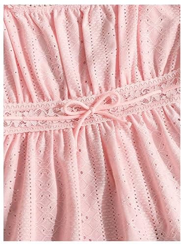 SOLY HUX Girl's Summer Lace Peplum Babydoll Top Square Neck Short Sleeve Tee Shirts Eyelet Cute Tops thumbnail 3