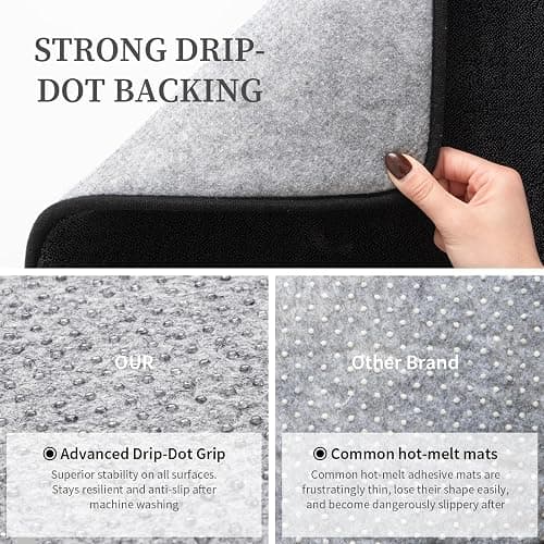 Memory Foam Bathroom Rugs Sets 2 Piece - 0.87" Thick Soft Towel-Like Absorbent Bath Mat Set, Non Slip Machine Washable Bath Rugs Carpet for Bathroom Floor, Tub and Shower (32"x20"+24"x17", Black) thumbnail 5