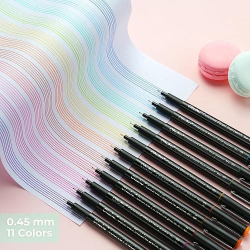 Ohuhu Colored Fineliner Drawing Pens: 18 Packs Fineliners 11 Colored Pens & 7 Assorted Point Sizes Black Micro Pen Waterproof for Drawing Sketching Anime Manga Artists Beginners - Hana Highway thumbnail 3