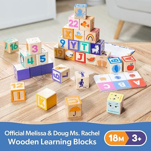 Melissa & Doug Ms. Rachel Letter, Number, and Game Wooden Learning Blocks with Activity Cards for Girls and Boys Toddlers Ages 18 Months+ - FSC Certified thumbnail 9