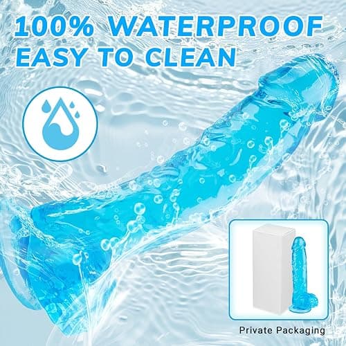 7 Inch Realistic Silicone Dildo, Soft Blue Dildos Sex Toy with Strong Suction Cup, Adult Toys for Vaginal G-Spot and Anal Play, Waterproof Flexible Lifelike Penis for Women Men Beginners Couples thumbnail 7