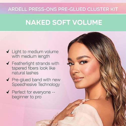 Ardell Press On Lashes Eyelash Extensions Naked Soft Volume – Pre-Glued Lash Clusters, Self Adhesive Eyelashes, No Glue Needed, DIY Lashes Clusters, 60 ct thumbnail 2